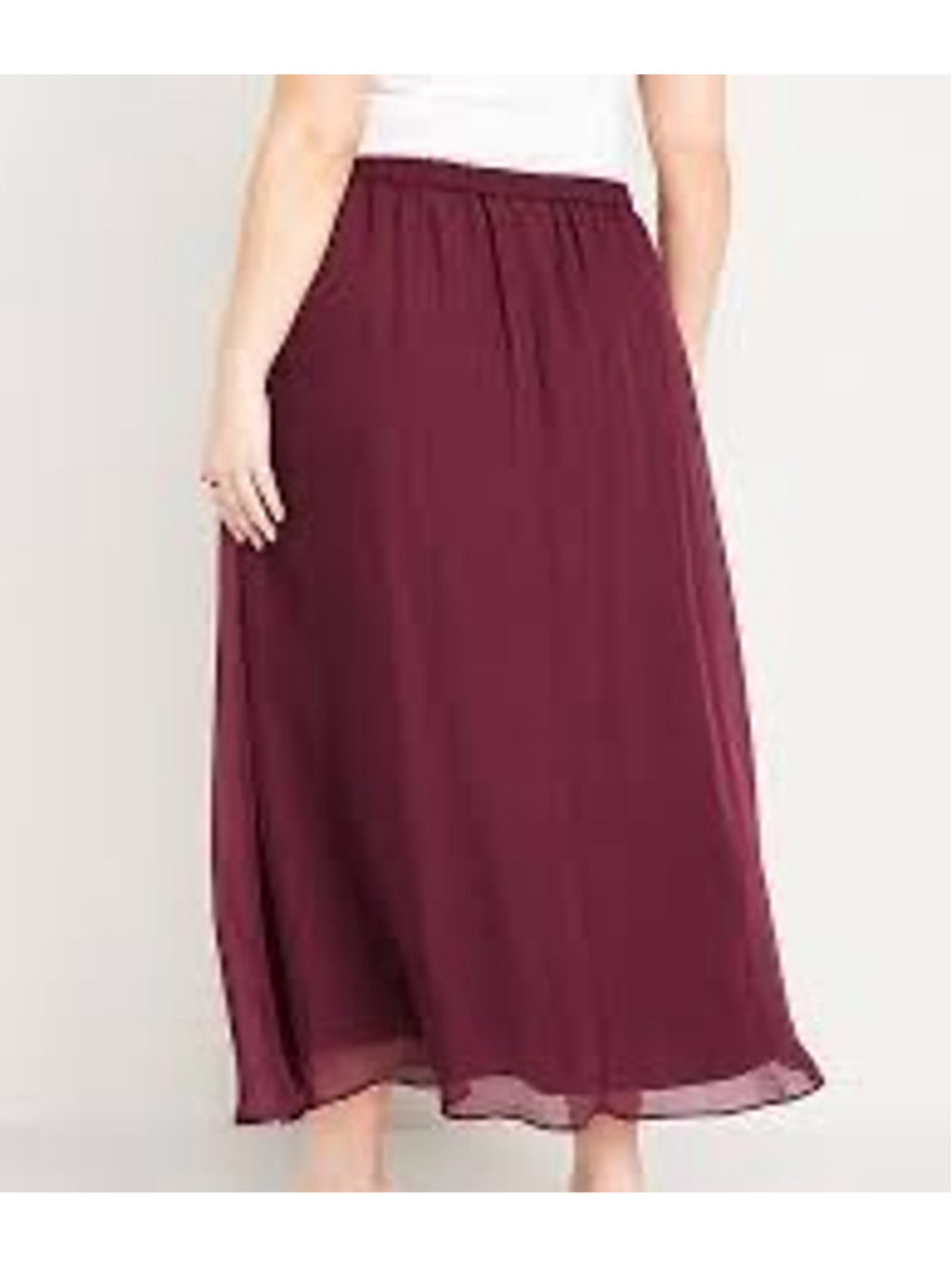 Old Navy Chiffon Maxi Skirt Burgundy Elastic Waistband Size XXL Lightweight